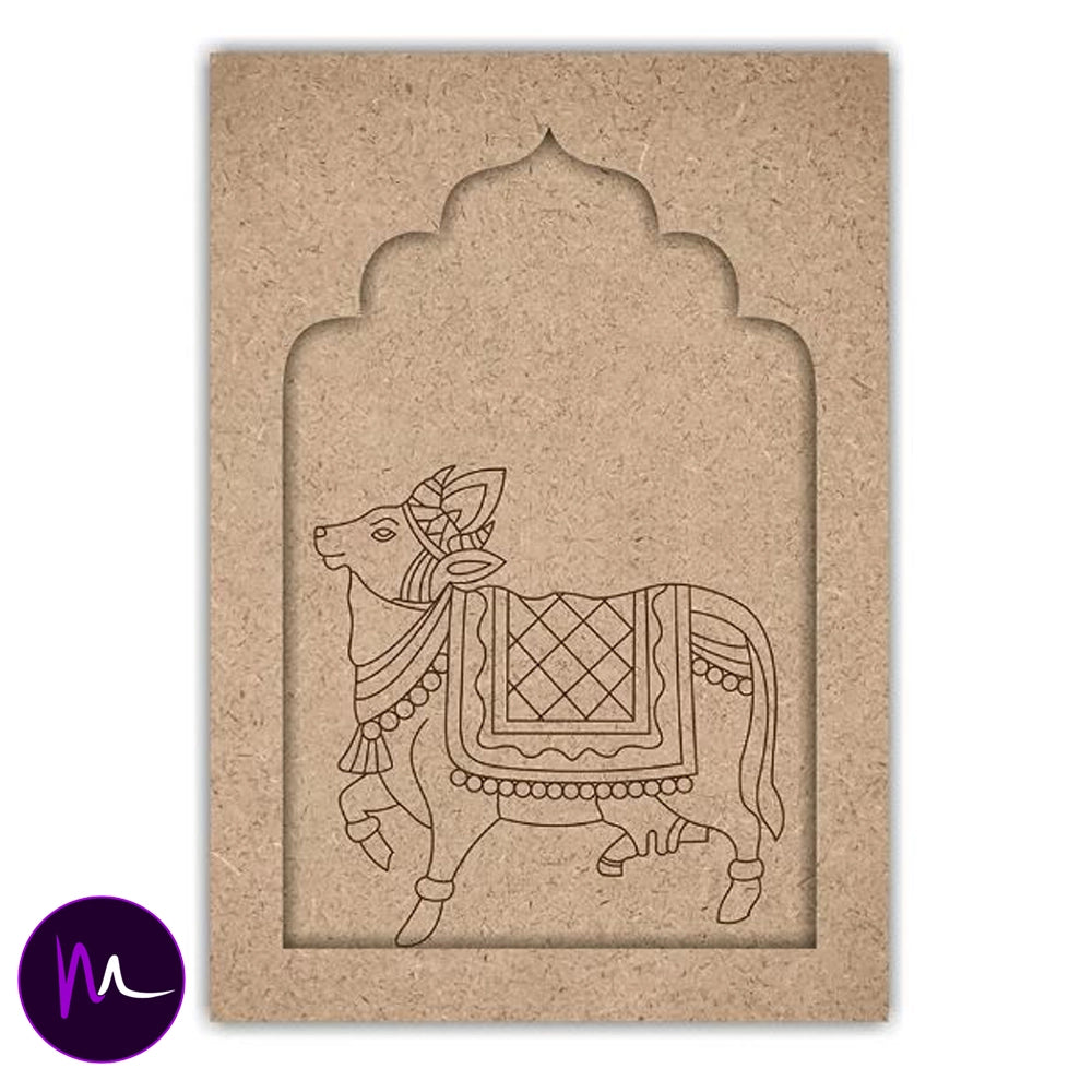 Premarked MDF Jharokha with Cow