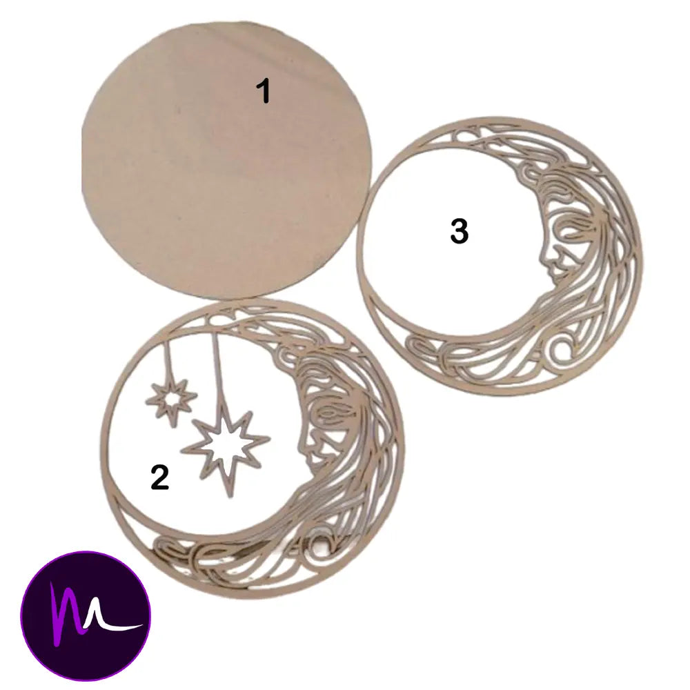 MDF Moon Multi layer 3D for Home and Wall Decor