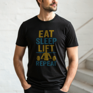Eat Sleep Lift Repeat Gym T-Shirt – Bodybuilding & Fitness Motivational Tee for Men